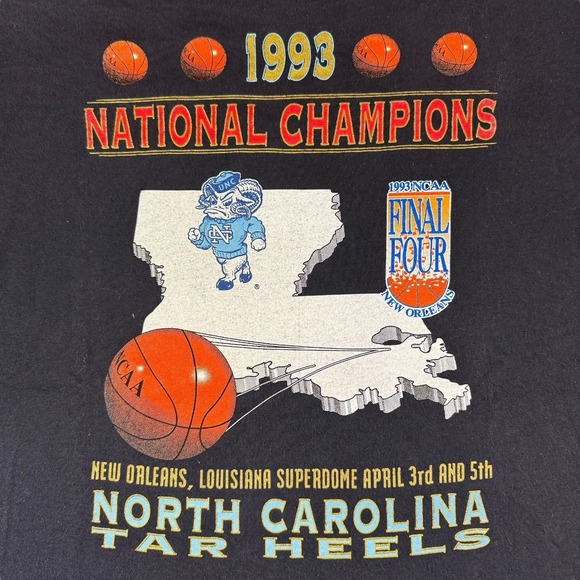 VINTAGE 1993 UNC Tar Heels Final Four Double-Sided Shirt‎ Large Nutmeg - Picture 2 of 6